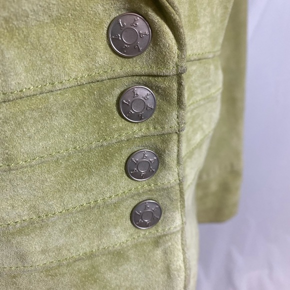 Light green 100% Leather/suede Long Sleeve Jacket. Size L. - Picture 5 of 15